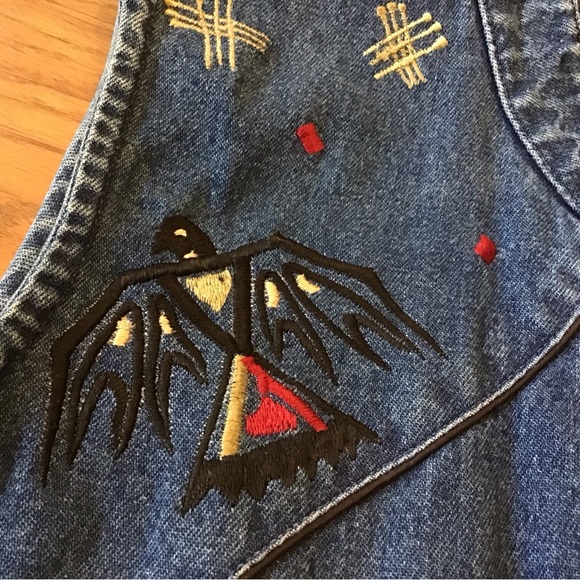 Vintage Rhythm Blue Southwest Embroidered denim vest - Picture 2 of 7